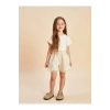 LCW Kids Bej Beli Lastikli Nakışlı Kız Çocuk Şort