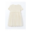 LCW Kids Bej Nakışlı Penye Tüllü Kız Çocuk Elbise