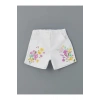 LCW Kids Beyaz Beli Lastikli Çiçekli Kız Çocuk Şort