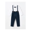LCW Kids Beyaz Bisiklet Yaka Uzun Kollu Basic Erkek Bebek Gömlek ve Pantolon 2li Takım