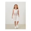 LCW Kids Beyaz Kare Yaka Çiçekli Saten Kız Çocuk Elbise S5GH10Z1NVY25