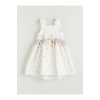 LCW Kids Beyaz Kare Yaka Çiçekli Saten Kız Çocuk Elbise S5GH10Z1NVY25