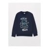 LCW Kids Bisiklet Yaka Baskılı Uzun Kollu Erkek Çocuk Sweatshirt