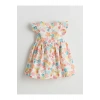 LCW Kids Bisiklet Yaka Çiçekli Kız Çocuk Poplin Elbise