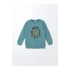 LCW Kids Bisiklet Yaka Kalın Baskılı Erkek Bebek Sweatshirt