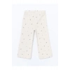 Lcw Kids Ekru Beli Lastikli Çiçekli Kız Çocuk Pantolon