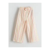 LCW Kids Ekru Çizgili Keten Karışımlı Kız Çocuk Pantolon