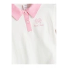 LCW Kids Ekru Polo Yaka Nakışlı Penye Kız Çocuk Tişört