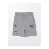 LCW Kids Gri Beli Lastikli Baskılı Erkek Çocuk Şort