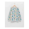LCW Kids Gri Bisiklet Yaka Baskılı Uzun Kollu Erkek Çocuk Sweatshirt