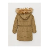 LCW Kids Haki Kapüşonlu Basic Kız Çocuk Parka