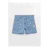LCW Kids İndigo Baskılı Kız Çocuk Jean Şort