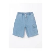 LCW Kids Indigo Beli Lastikli %100 Pamuk Erkek Çocuk Kargo Jean Şort