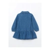 Lcw Kids Indigo Uzun Kollu Nakışlı Kız Bebek Jean Elbise
