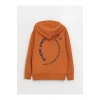 LCW Kids Kahverengi Rahat Kalıp Baskılı Erkek Çocuk Hoodie