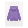 LCW Kids Kapüşonlu Basic Uzun Kollu Kız Çocuk Fermuarlı Sweatshirt