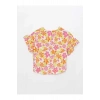 LCW Kids Karışık Bisiklet Yaka Desenli Kısa Kollu Kız Çocuk Bluz