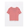LCW Kids Kırmızı Bisiklet Yaka Çizgili Kısa Kollu Kız Çocuk Tişört