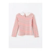 LCW Kids Mat Pembe Çizgili Bebe Yaka Çizgili Kız Çocuk Tişört