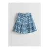 LCW Kids Mavi Beli Lastikli Çiçekli Kız Çocuk Şort Etek