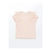 LCW Kids Pembe Bisiklet Yaka Kısa Kollu Çiçek Desenli Kız Bebek Tişört