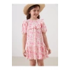 LCW Kids Pembe Çiçekli Krinkle Fırfırlı Kız Çocuk Elbise