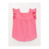 LCW Kids Pembe Kare Yaka Basic Kısa Kollu Kız Çocuk Gömlek