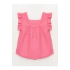 LCW Kids Pembe Kare Yaka Basic Kısa Kollu Kız Çocuk Gömlek