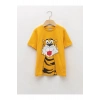 LCW Kids Sarı Bisiklet Yaka Baskılı Kısa Kollu Pamuklu Erkek Çocuk Tişört
