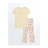 LCW Kids SARI Fırfırlı Kız Bebek Tişört ve Tayt 2li