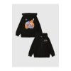 LCW Kids Siyah Kapüşonlu Baskılı Uzun Kollu Erkek Çocuk Fermuarlı Sweatshirt