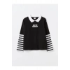 LCW Kids Siyah Polo Yaka Kız Çocuk Tişört