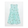 LCW Kids Turkuaz Bisiklet Yaka Desenli Kız Çocuk Elbise