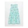 LCW Kids Turkuaz Bisiklet Yaka Desenli Kız Çocuk Elbise