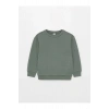 LCW Kids Yeşil Bisiklet Yaka Basic Uzun Kollu Kız Çocuk Sweatshirt