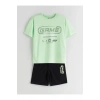 LCW Kids Yeşil Bisiklet Yaka Erkek Çocuk Tişört ve Şort