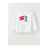 LCW KidsBeyaz Bisiklet Yaka Türk Bayrağı Ve Atatürk Baskılı Uzun Kollu Erkek Çocuk Sweatshirt