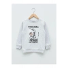LCW KidsGri Bisiklet Yaka Baskılı Uzun Kollu Erkek Çocuk Sweatshirt