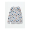 LCW KidsGri Bisiklet Yaka Baskılı Uzun Kollu Erkek Çocuk Sweatshirt
