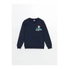 LCW KidsLacivert Bisiklet Yaka Yılbaşı Temalı Erkek Çocuk Sweatshirt