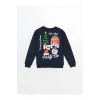 LCW KidsLacivert Bisiklet Yaka Yılbaşı Temalı Erkek Çocuk Sweatshirt