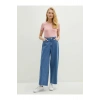 LCW Modest İndigo Cep Detaylı Bol Paça Kadın Rodeo Jean Pantolon