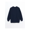 LCW Modest Lacivert Bisiklet Yaka Baskılı Oversize Kadın Sweatshirt Tunik