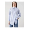 LCW Modest Mavi Çizgili Poplin Kadın Gömlek Tunik