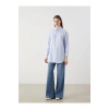 LCW Modest Mavi Çizgili Poplin Kadın Gömlek Tunik