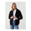 LCW Modest Siyah Kapüşonlu Oversize Kadın Fermuarlı Sweat