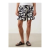 LCW SWIMWEAR Siyah Kısa Boy Desenli Erkek Deniz Şortu