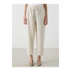 LCW Vision Bej Beli Lastikli Keten Karışımlı Kadın Pantolon