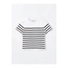 LCW Vision Bisiklet Yaka Çizgili Kısa Kollu Kadın Tişört