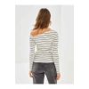 LCW Vision Ekru Kayık Yaka Çizgili Kadın Body